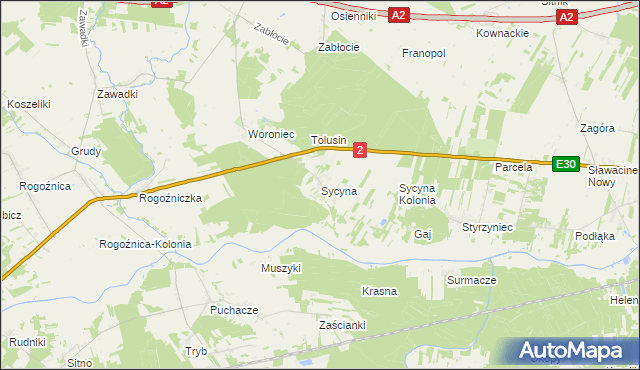 mapa Sycyna, Sycyna na mapie Targeo