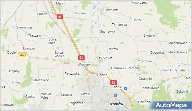 mapa Cedrowice, Cedrowice na mapie Targeo