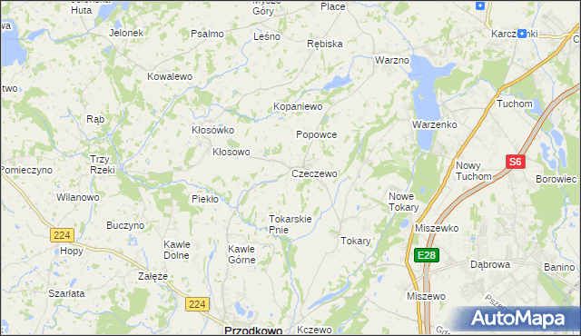 mapa Czeczewo gmina Przodkowo, Czeczewo gmina Przodkowo na mapie Targeo