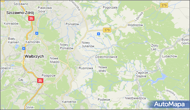 mapa Dziećmorowice, Dziećmorowice na mapie Targeo