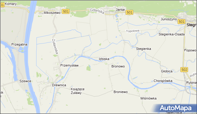 mapa Izbiska gmina Stegna, Izbiska gmina Stegna na mapie Targeo