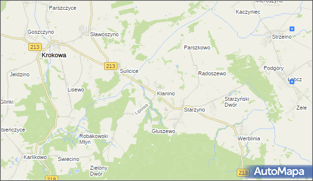 mapa Kłanino gmina Krokowa, Kłanino gmina Krokowa na mapie Targeo