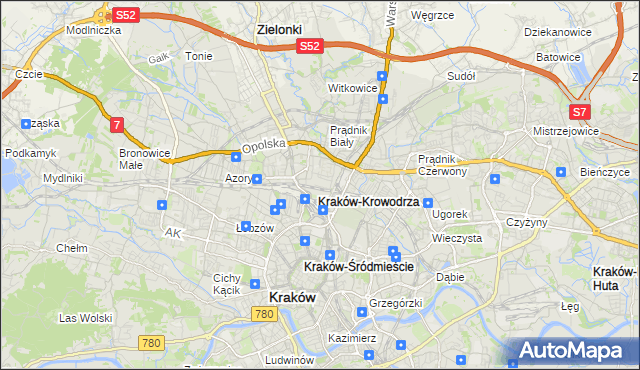 mapa Krowodrza, Krowodrza na mapie Targeo