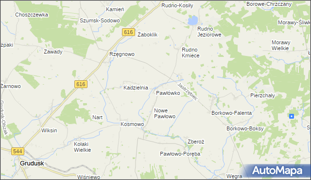 mapa Pawłówko gmina Czernice Borowe, Pawłówko gmina Czernice Borowe na mapie Targeo