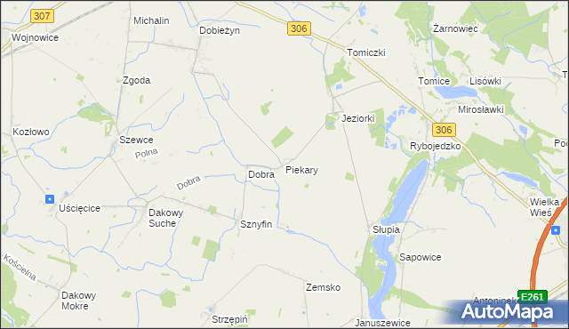 mapa Piekary gmina Stęszew, Piekary gmina Stęszew na mapie Targeo