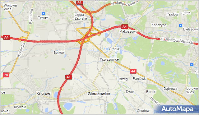 mapa Przyszowice, Przyszowice na mapie Targeo