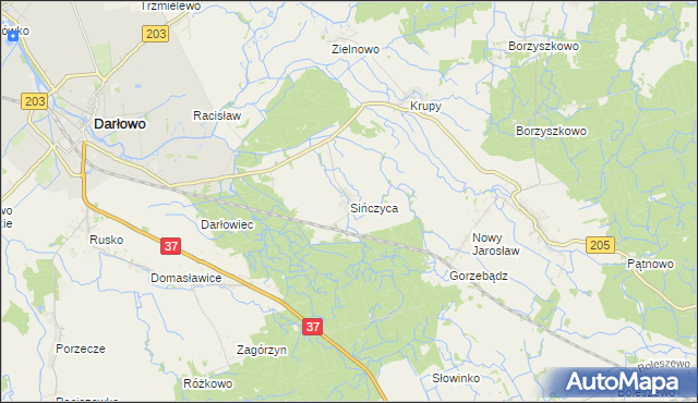 mapa Sińczyca, Sińczyca na mapie Targeo