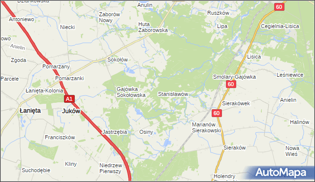 mapa Stanisławów gmina Gostynin, Stanisławów gmina Gostynin na mapie Targeo