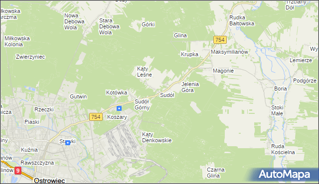 mapa Sudół gmina Bodzechów, Sudół gmina Bodzechów na mapie Targeo