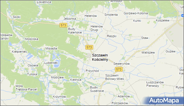mapa Szczawin Kościelny, Szczawin Kościelny na mapie Targeo