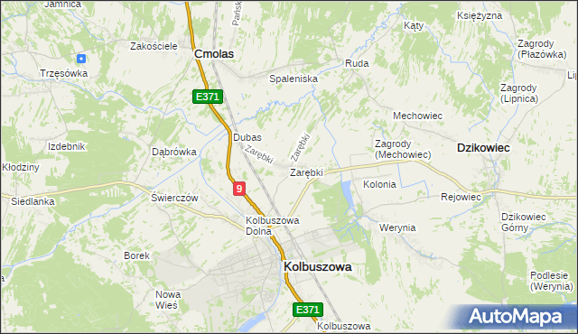 mapa Zarębki gmina Kolbuszowa, Zarębki gmina Kolbuszowa na mapie Targeo