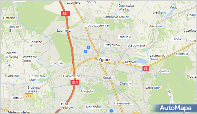 mapa Zgierz, Zgierz na mapie Targeo