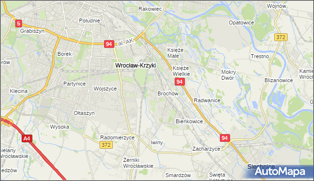 mapa Brochów gmina Wrocław, Brochów gmina Wrocław na mapie Targeo