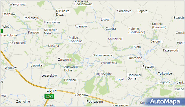 mapa Słabuszewice, Słabuszewice na mapie Targeo