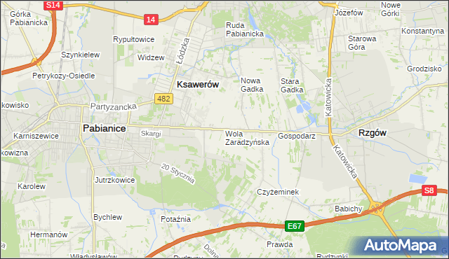 mapa Wola Zaradzyńska, Wola Zaradzyńska na mapie Targeo