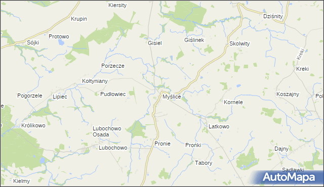 mapa Myślice, Myślice na mapie Targeo