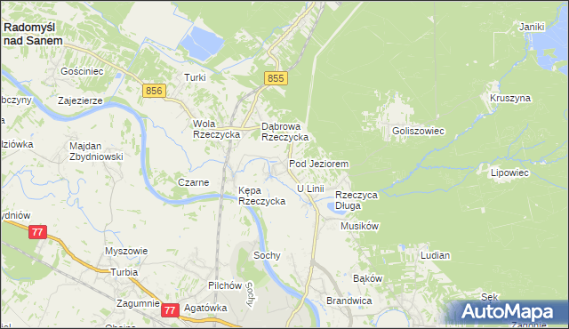 mapa Rzeczyca Okrągła, Rzeczyca Okrągła na mapie Targeo