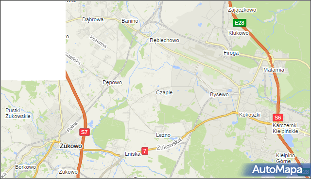 mapa Czaple gmina Żukowo, Czaple gmina Żukowo na mapie Targeo