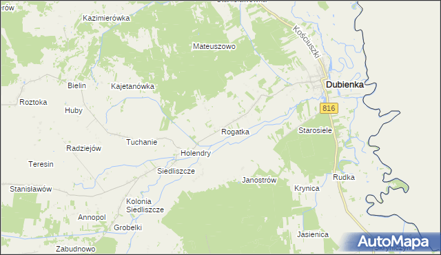 mapa Rogatka gmina Dubienka, Rogatka gmina Dubienka na mapie Targeo