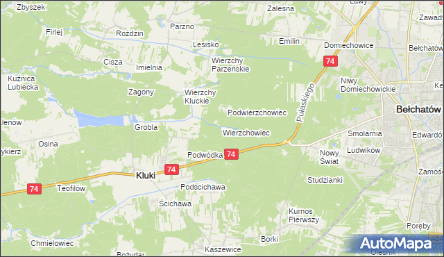 mapa Wierzchowiec, Wierzchowiec na mapie Targeo