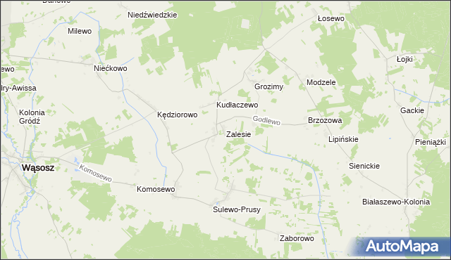 mapa Zalesie gmina Wąsosz, Zalesie gmina Wąsosz na mapie Targeo