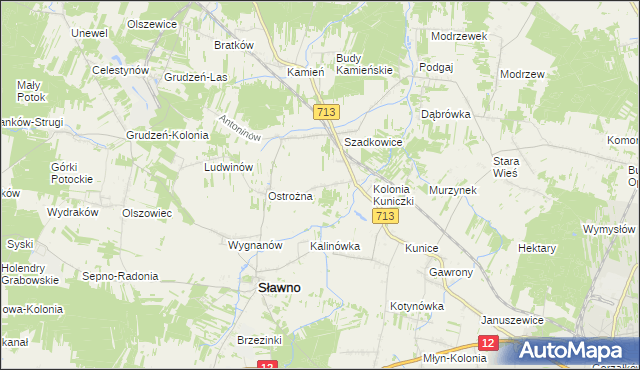 mapa Antoniówka gmina Sławno, Antoniówka gmina Sławno na mapie Targeo