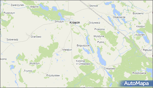 mapa Boguszyce gmina Krzęcin, Boguszyce gmina Krzęcin na mapie Targeo