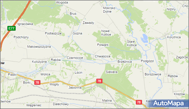 mapa Chwaścice, Chwaścice na mapie Targeo