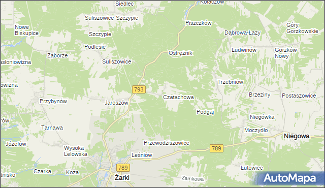 mapa Czatachowa, Czatachowa na mapie Targeo