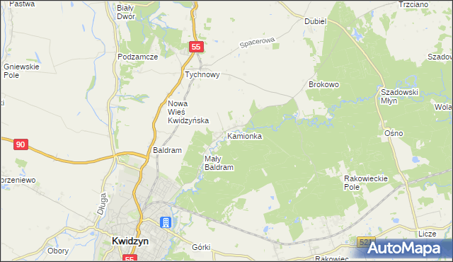 mapa Kamionka gmina Kwidzyn, Kamionka gmina Kwidzyn na mapie Targeo