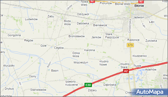 mapa Karolina gmina Baranów, Karolina gmina Baranów na mapie Targeo