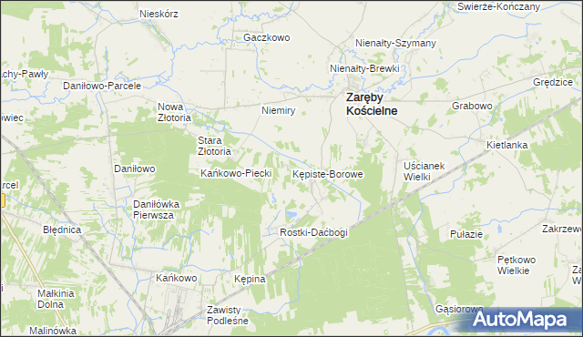 mapa Kępiste-Borowe, Kępiste-Borowe na mapie Targeo