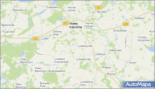 mapa Lubieszynek gmina Nowa Karczma, Lubieszynek gmina Nowa Karczma na mapie Targeo