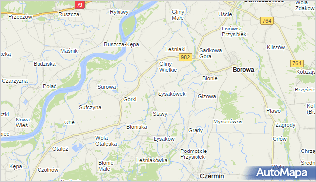 mapa Łysakówek, Łysakówek na mapie Targeo