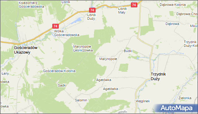 mapa Marynopole, Marynopole na mapie Targeo