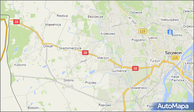 mapa Mierzyn gmina Dobra (Szczecińska), Mierzyn gmina Dobra (Szczecińska) na mapie Targeo