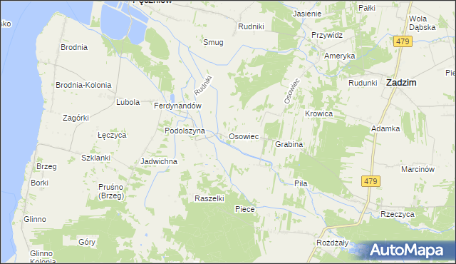 mapa Osowiec gmina Pęczniew, Osowiec gmina Pęczniew na mapie Targeo