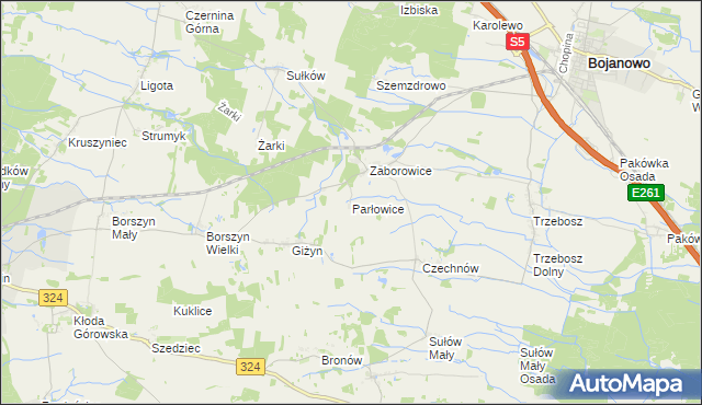 mapa Parłowice, Parłowice na mapie Targeo