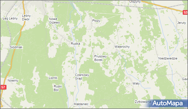 mapa Prusowy Borek, Prusowy Borek na mapie Targeo