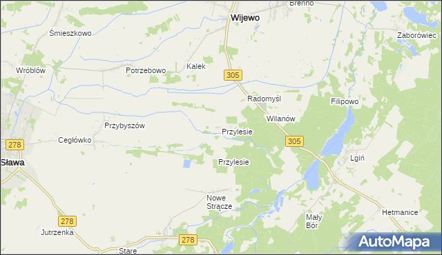 mapa Przylesie gmina Wijewo, Przylesie gmina Wijewo na mapie Targeo