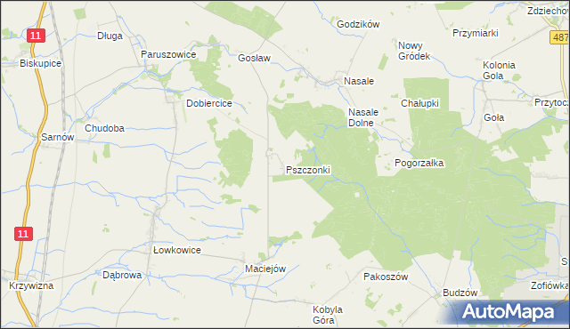 mapa Pszczonki, Pszczonki na mapie Targeo