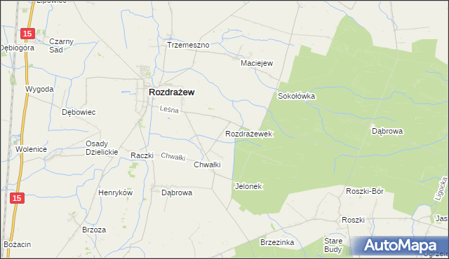 mapa Rozdrażewek gmina Rozdrażew, Rozdrażewek gmina Rozdrażew na mapie Targeo