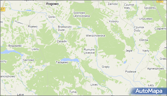 mapa Rumunki Likieckie, Rumunki Likieckie na mapie Targeo