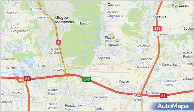 mapa Tajęcina, Tajęcina na mapie Targeo