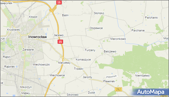 mapa Turzany gmina Inowrocław, Turzany gmina Inowrocław na mapie Targeo