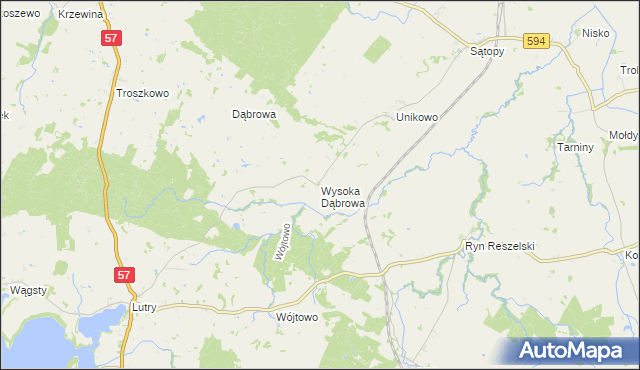 mapa Wysoka Dąbrowa, Wysoka Dąbrowa na mapie Targeo