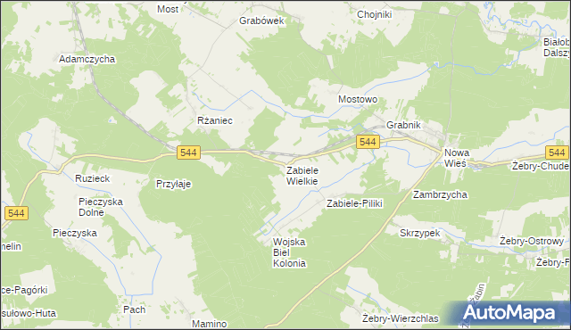 mapa Zabiele Wielkie, Zabiele Wielkie na mapie Targeo