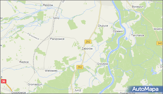 mapa Zaborów gmina Ścinawa, Zaborów gmina Ścinawa na mapie Targeo