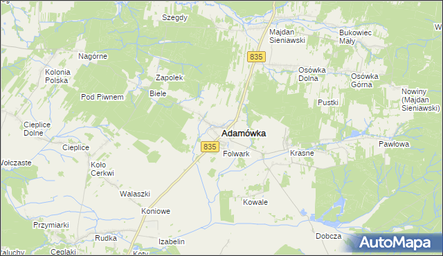 mapa Adamówka powiat przeworski, Adamówka powiat przeworski na mapie Targeo