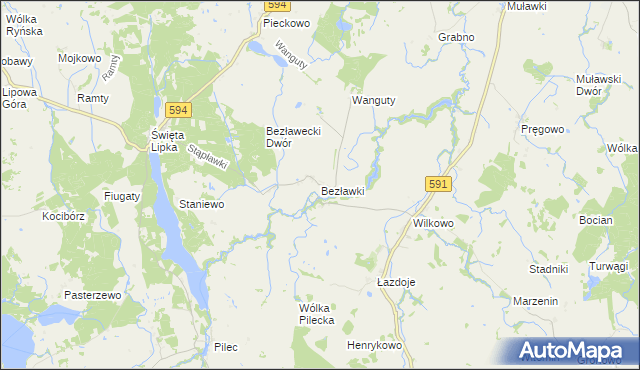 mapa Bezławki, Bezławki na mapie Targeo